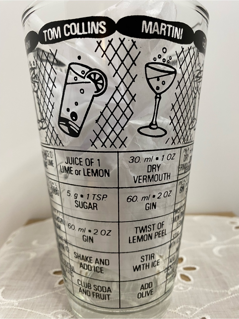 Vintage Glass Irvinware Cocktail Recipe Mixing MCM Barware 14 Oz USA